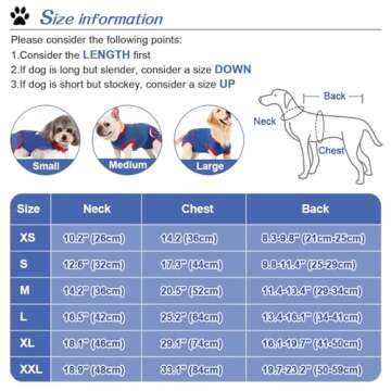 DOGLEMI Recovery Suit for Dogs Soft Breathable Dog Surgery Suit Elastic Cuffs Collar Cotton Lining f...