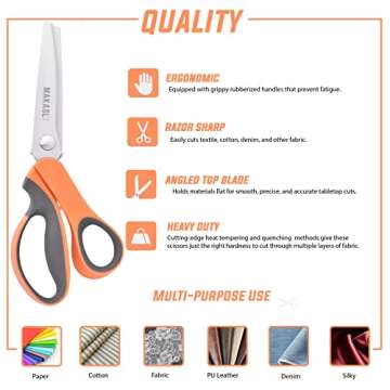 Makasla Pinking Shears Scissors for Fabric Cutting with Zig Zag Edge