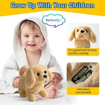 KSABVAIA Plush Golden Retriever Toy Puppy Electronic Interactive Dog - Walking, Barking, Tail Wagging, Stretching Companion Animal for Kids Toddlers