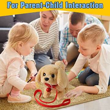 KSABVAIA Plush Golden Retriever Toy Puppy Electronic Interactive Dog - Walking, Barking, Tail Wagging, Stretching Companion Animal for Kids Toddlers