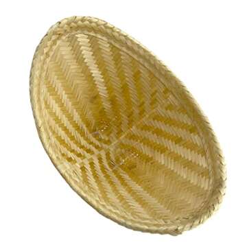 Traditional Sticky Rice Cooking Basket Handcrafted THAI Bamboo Wing Design with 24x24 Inch Cheesecloth Wrap Included