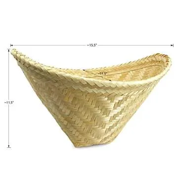 Traditional Sticky Rice Cooking Basket Handcrafted THAI Bamboo Wing Design with 24x24 Inch Cheesecloth Wrap Included