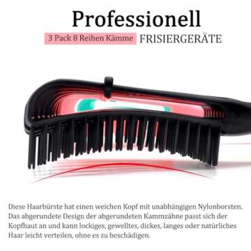 Detangling Hair Brush Set for All Hair Types - 3 Pack