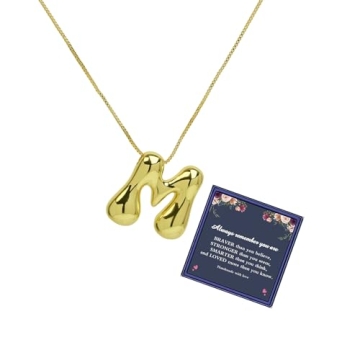 Bubble Letter Necklace for Women - 14k Gold Plated Initial Jewelry
