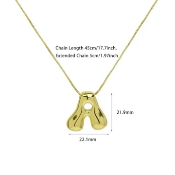 Bubble Letter Necklace for Women, Dainty Initial Jewelry