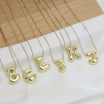 Bubble Letter Necklace for Women, Dainty Initial Jewelry