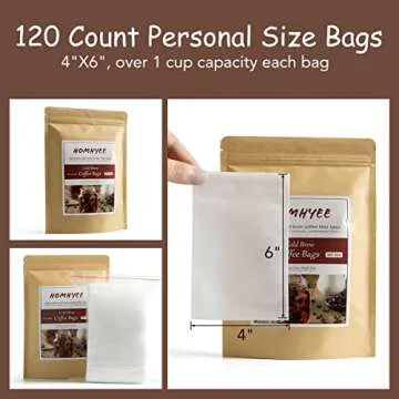 HOMYHEE No Mess Cold Brew Coffee Filters - 120 Count Disposable Fine Mesh Brewing Bags for Concentra...