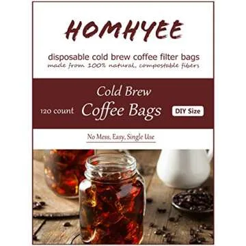 HOMYHEE Cold Brew Coffee Filters - 120 Count Disposable Bags