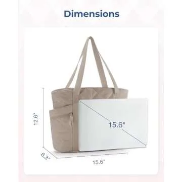 BAGSMART Tote Bag for Women, Gym Tote Bag with Zipper, Quilted Puffer Bag Top Handle Handbag Shoulder Hobo Bag for Travel Work, Grey