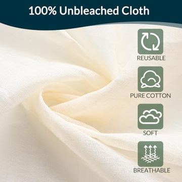4-Pack Cheesecloth, 20x20 Inch Hemmed Cheese Cloth for Straining, Reusable Unbleached Cotton Straine...