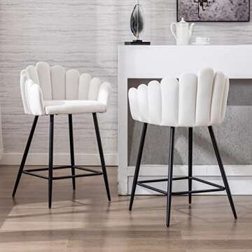 DUOMAY Modern Velvet Bar Stools Set for Kitchen Dining