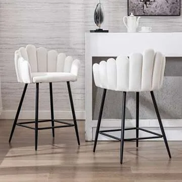 DUOMAY Modern Velvet Bar Stools Set for Kitchen Dining