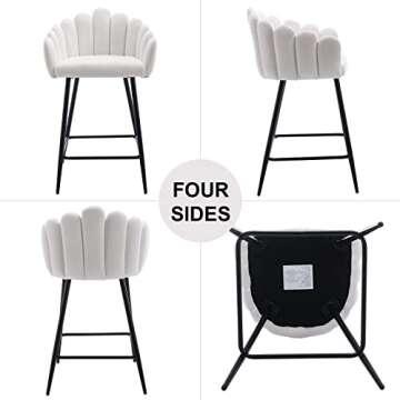 DUOMAY Modern Velvet Bar Stools Set for Kitchen Dining