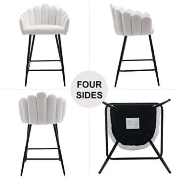 DUOMAY Modern Velvet Bar Stools Set for Kitchen Dining