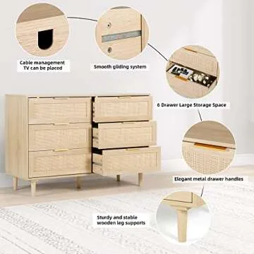 FUQARHY 6 Drawer Dresser Stylish Storage Solution