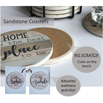 PANCHH Rustic Farmhouse Coasters - Set of 6 Absorbent Coasters
