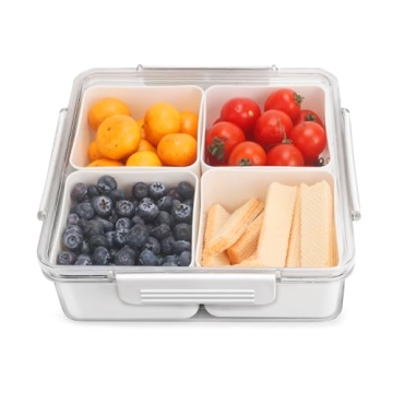 Stylish Divided Serving Tray with Lid for Snacks