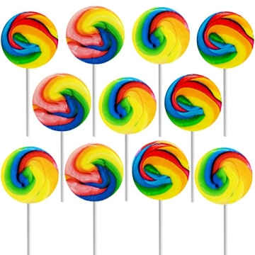The Dreidel Company Rainbow Swirl Lollipop Mixed Fruit Flavor - 12-Pack, Individually Wrapped 1.5 In...