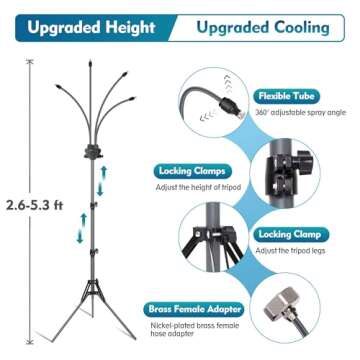 Homasky Standing Misters for Outside Patio, Adjustable Height 5.3 FT Stand Misting System for Coolin...