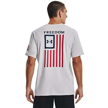 Under Armour Men's New Freedom Flag T-Shirt - Halo Gray/Red/Academy, X-Small