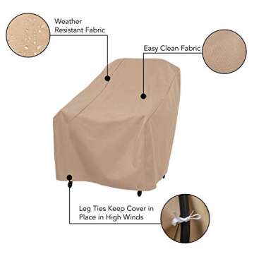Modern Leisure Patio Chair Cover Set, 2-Pack 33" Khaki