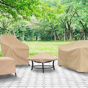 Modern Leisure Patio Chair Cover Set, 2-Pack 33" Khaki
