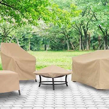 Modern Leisure Patio Chair Cover Set, 2-Pack 33" Khaki