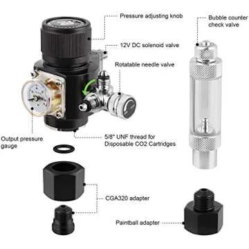 FZONE Mini Aquarium CO2 Regulator with Solenoid & Bubble Counter