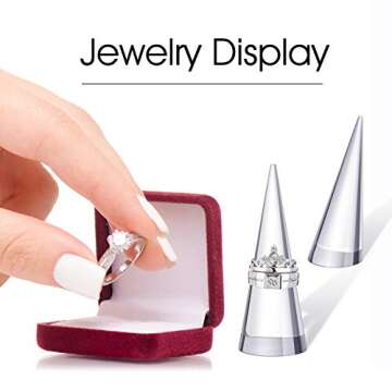Jetec Clear Acrylic Crystal Ring Holder Acrylic Ring Display Jewelry Holder Wedding Ring Display Cone Support Single Finger Rings Showcase Stand for Jewelry(Transparent, 10 Pieces)