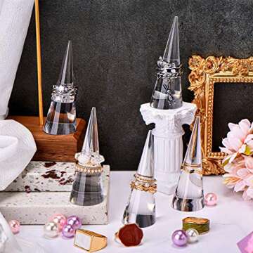 Jetec Clear Acrylic Crystal Ring Holder Acrylic Ring Display Jewelry Holder Wedding Ring Display Cone Support Single Finger Rings Showcase Stand for Jewelry(Transparent, 10 Pieces)