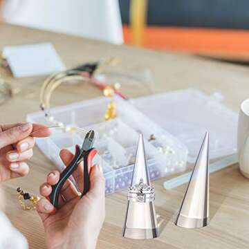 Jetec Clear Acrylic Crystal Ring Holder Acrylic Ring Display Jewelry Holder Wedding Ring Display Cone Support Single Finger Rings Showcase Stand for Jewelry(Transparent, 10 Pieces)