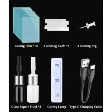 Windshield Crack Repair Kit, Rock Chip Repair Kit Windshield, Chipped Windshield Filler, Glass Chip Repair Kit Windshield, Windshield Repair Kit For Chips And Cracks, Fast Curing Unit With Type-C Port