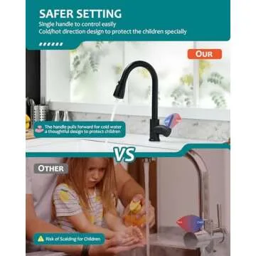 Black Kitchen Faucet with Pull Down Sprayer for RV Sink, VFAUOSIT Kitchen Sink Faucet Stainless Steel Laundry Single Handle Pull Out Kitchen Faucets Matte Black, Grifo para Fregaderos de Cocina