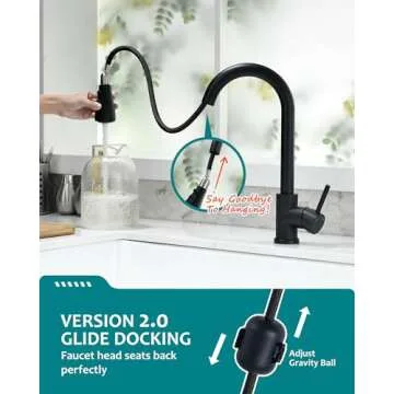 Black Kitchen Faucet with Pull Down Sprayer for RV Sink, VFAUOSIT Kitchen Sink Faucet Stainless Steel Laundry Single Handle Pull Out Kitchen Faucets Matte Black, Grifo para Fregaderos de Cocina
