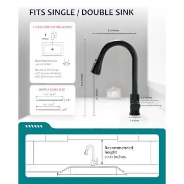 Black Kitchen Faucet with Pull Down Sprayer for RV Sink, VFAUOSIT Kitchen Sink Faucet Stainless Steel Laundry Single Handle Pull Out Kitchen Faucets Matte Black, Grifo para Fregaderos de Cocina