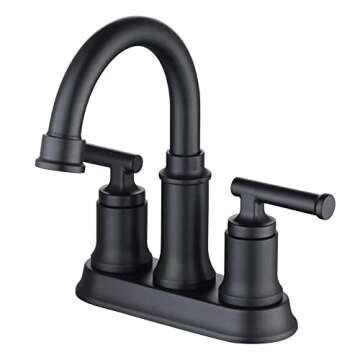 Glacier Bay Oswell 4 in. Centerset 2-Handle High-Arc Bathroom Faucet in Matte Black