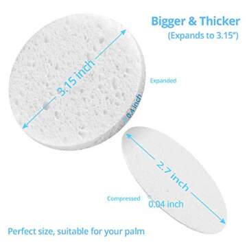 Natural Facial Cleansing Sponges- 20 Count Compressed Facial Sponges Cellulose Reusable Soft Cosmetic Esponjas para Faciales for Professional Makeup Removal, Facials Spa, Exfoliator, Skin Massage