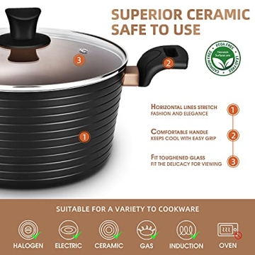 Nonstick 9-Piece Induction Cookware Set for Healthy Cooking