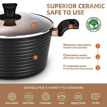 Nonstick 9-Piece Induction Cookware Set for Healthy Cooking