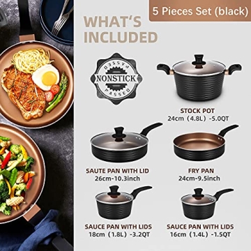 Nonstick 9-Piece Induction Cookware Set for Healthy Cooking