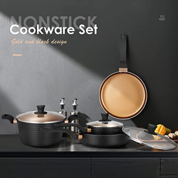 Nonstick 9-Piece Induction Cookware Set for Healthy Cooking