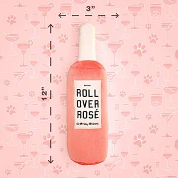 Bark Bros - Rose Wine Bottle Dog Toy - Plush Squeaky Dog Toys Funny Parody - Rose Dog Toy - Alcohol ...