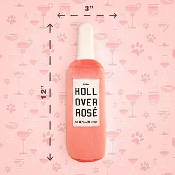 Bark Bros - Rose Wine Bottle Dog Toy - Plush Squeaky Dog Toys Funny Parody - Rose Dog Toy - Alcohol ...