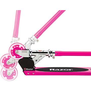 Razor S Spark Sport Kick Scooter for Kids Ages 8+ - LED Light-Up Wheels, Full-Deck Grip Tape, Lightweight Aluminum Frame, Foldable, for Riders up to 220 lbs