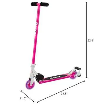 Razor S Spark Sport Kick Scooter for Kids Ages 8+ - LED Light-Up Wheels, Full-Deck Grip Tape, Lightweight Aluminum Frame, Foldable, for Riders up to 220 lbs