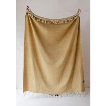 Cozy Eco-Friendly Recycled Wool Blanket in Mustard