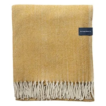 Cozy Eco-Friendly Recycled Wool Blanket in Mustard