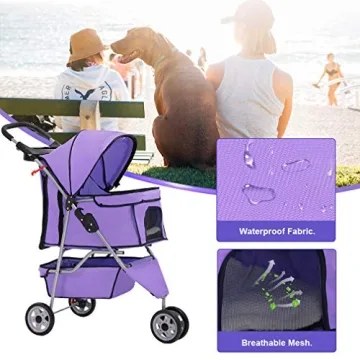 BestPet Pet Stroller Cat Dog Cage 3 Wheels Stroller Travel Folding Carrier