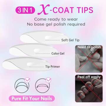 KQueenest Gel x Nail Tips Almond Medium - Soft Acrylic Press on Nails Medium,Natural Semi-transparen...