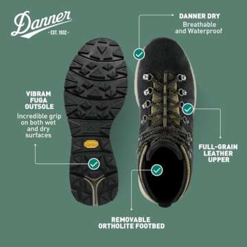 Danner Mountain 600 Hiking Boots for Women - Waterproof, Durable Suede Upper, Breathable Lining, Triple-Density Footbed & Vibram Traction Outsole